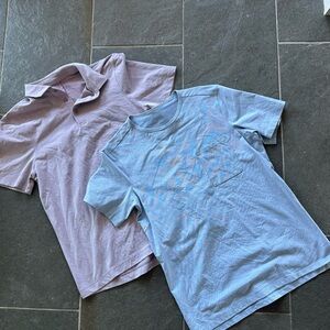 Lot 2 men’s lululemon shirts size small one polo and one tshirt.